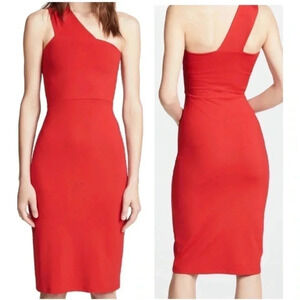 Susana Monaco Red One Shoulder Midi Dress Size Medium